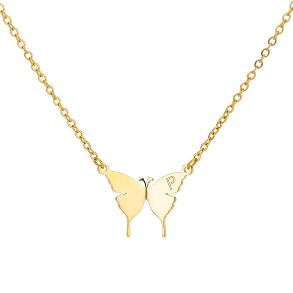 Collier Papillon Initiale P