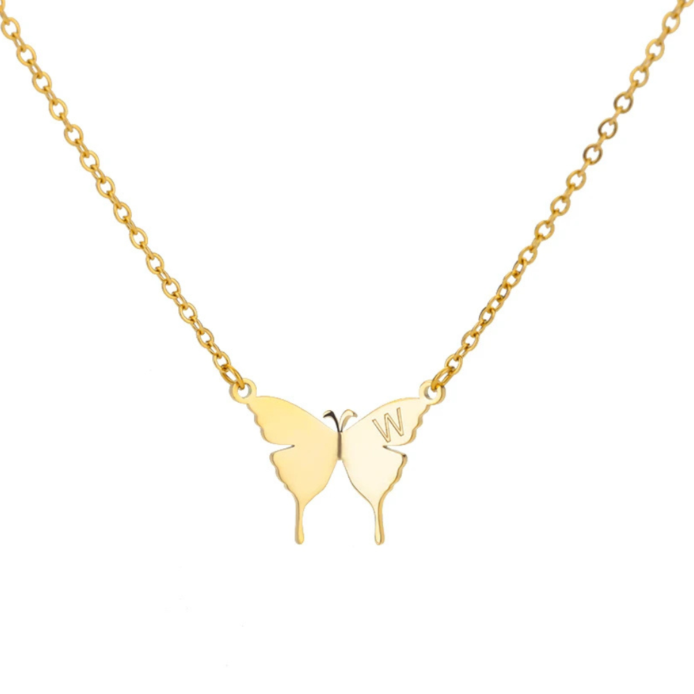 Collier Papillon Initiale W