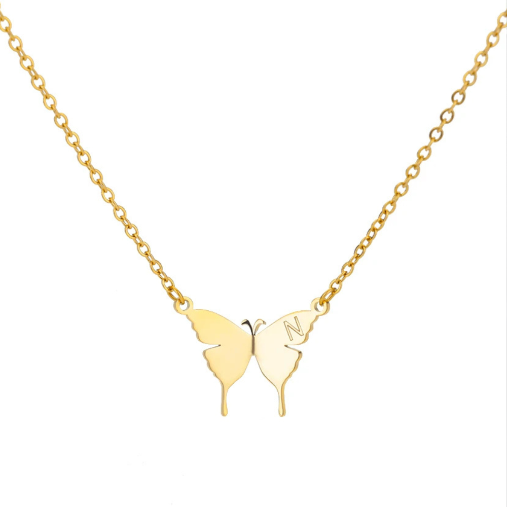 Collier Papillon Initiale N