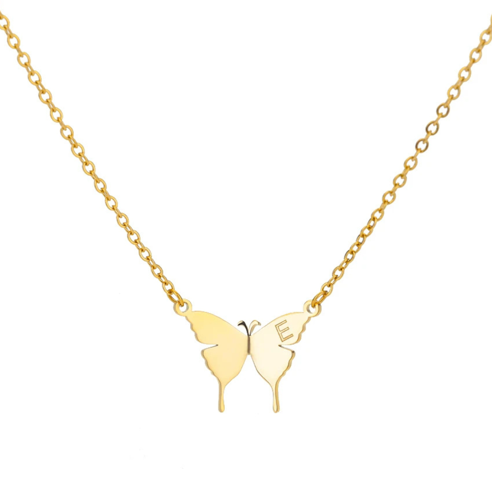 Collier Papillon Initiale E