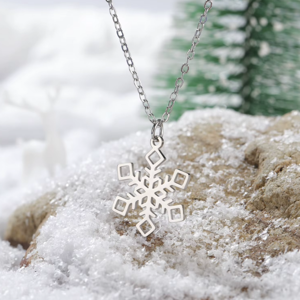 Collier 2 perles Obsidienne flocon de neige 8 mm. Chaine en acier doré Collier Collier 2 perles Obsidienne flocon de neige 8 mm. Chaine en acier doré Collier