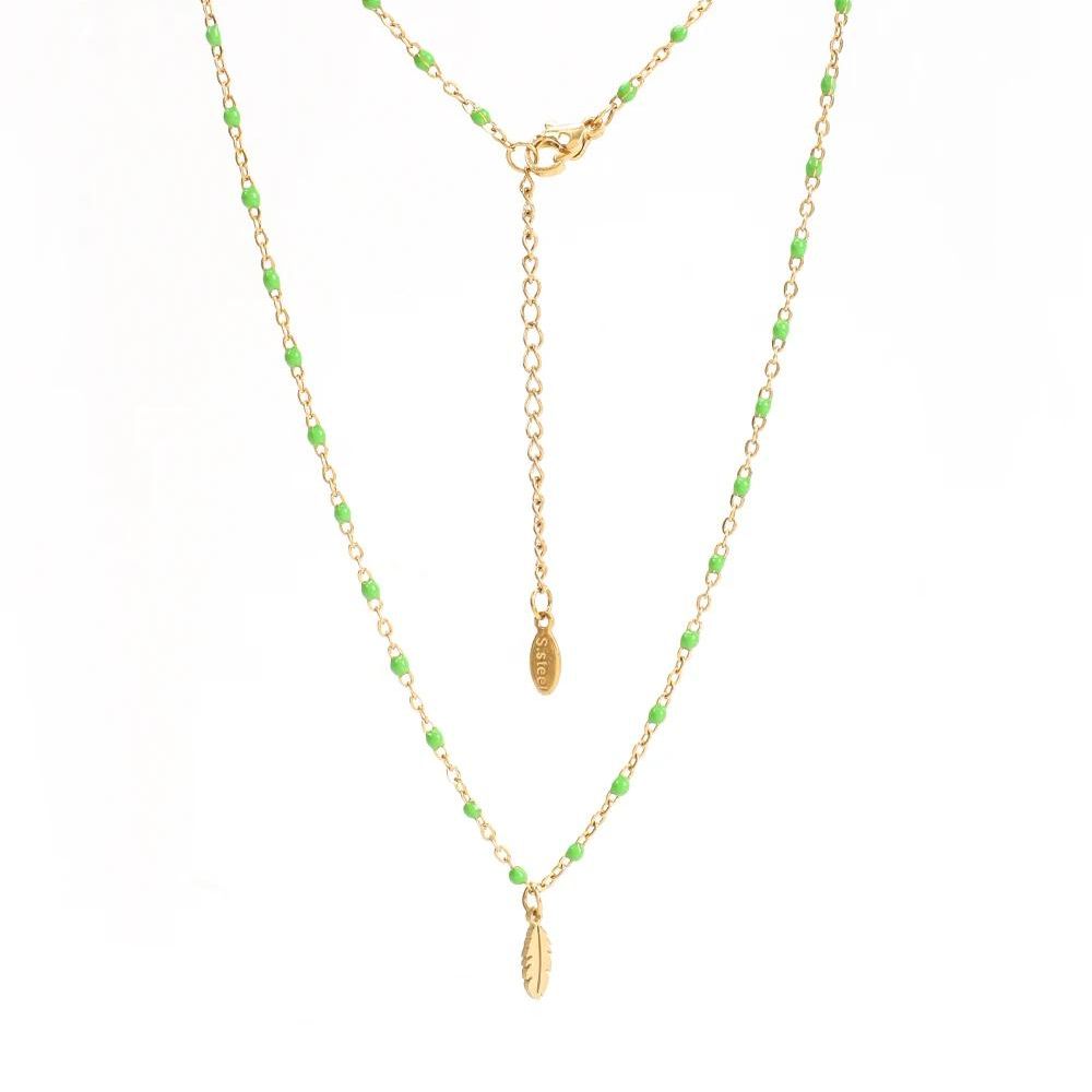 Collier Plume Bohème Vert