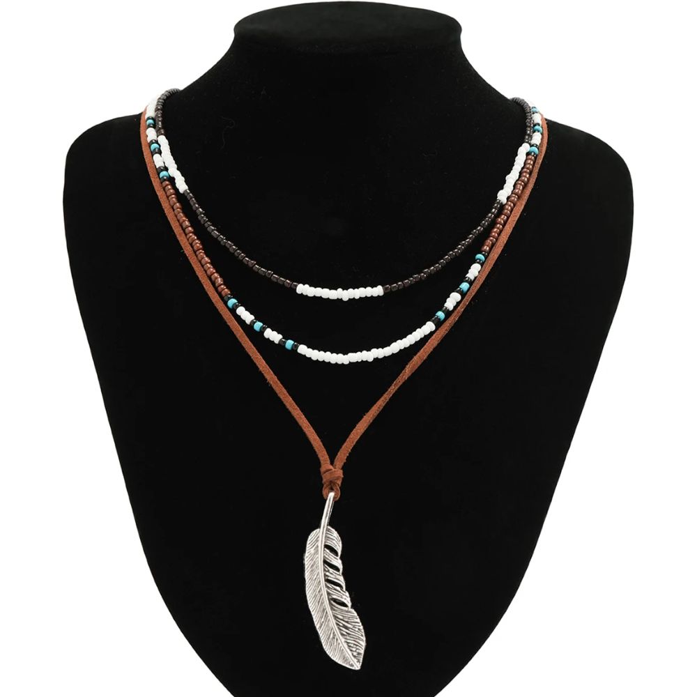 Collier Plumes Ethnique