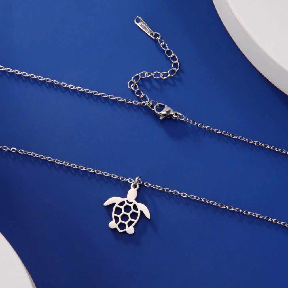 Collier Tortue Acier Argent