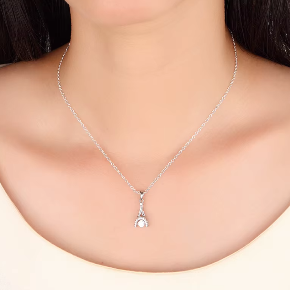 Collier Tour Eiffel Diamant Argent