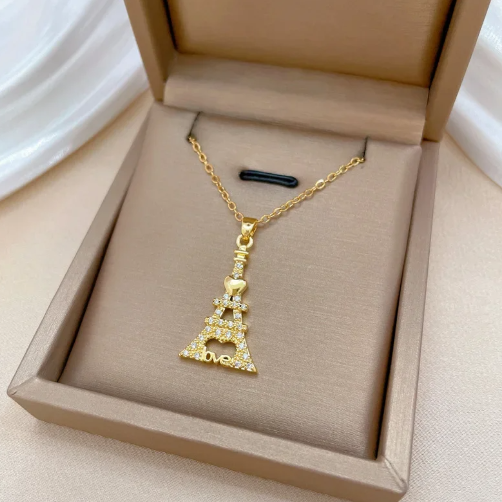 Collier Tour Eiffel Love Acier