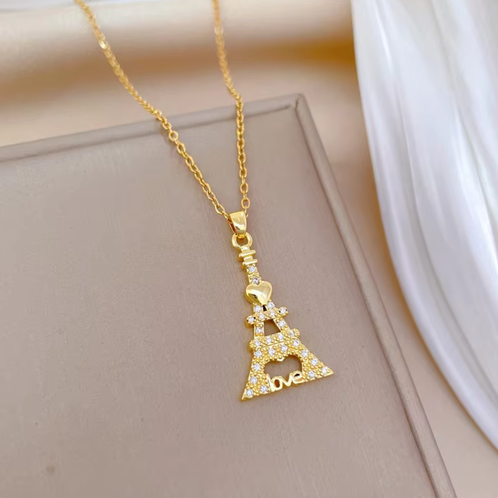 Collier Tour Eiffel Love Acier Inoxydable