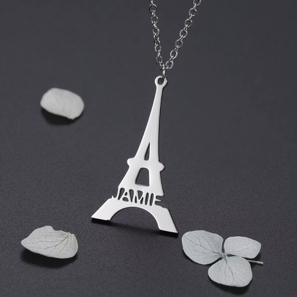 Collier Tour Eiffel Prénom Argent