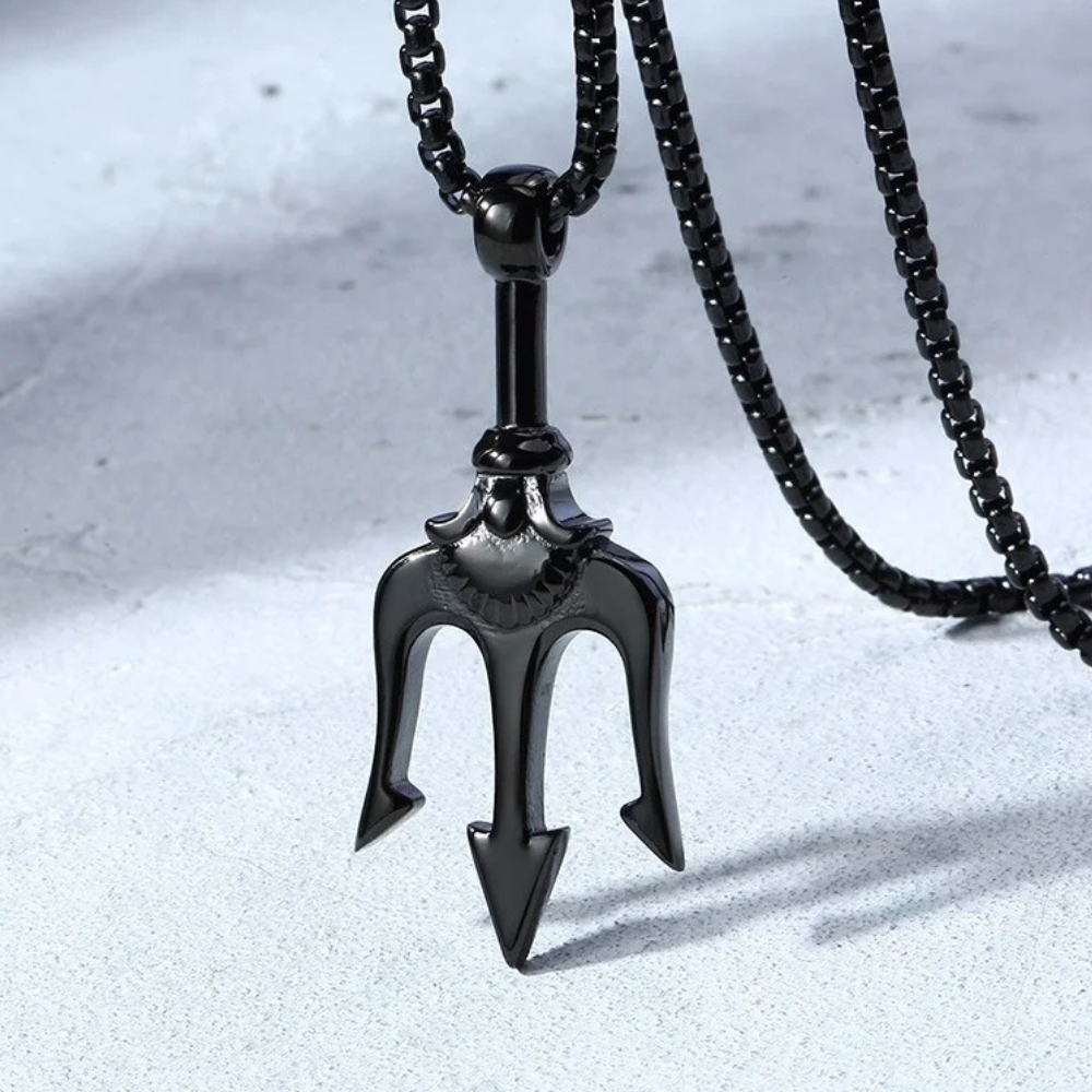 Collier Trident Acier Noir