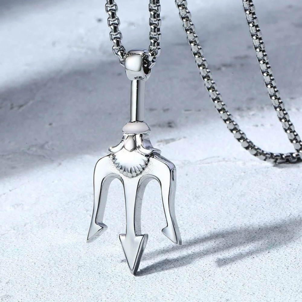 Collier Trident Acier Argent