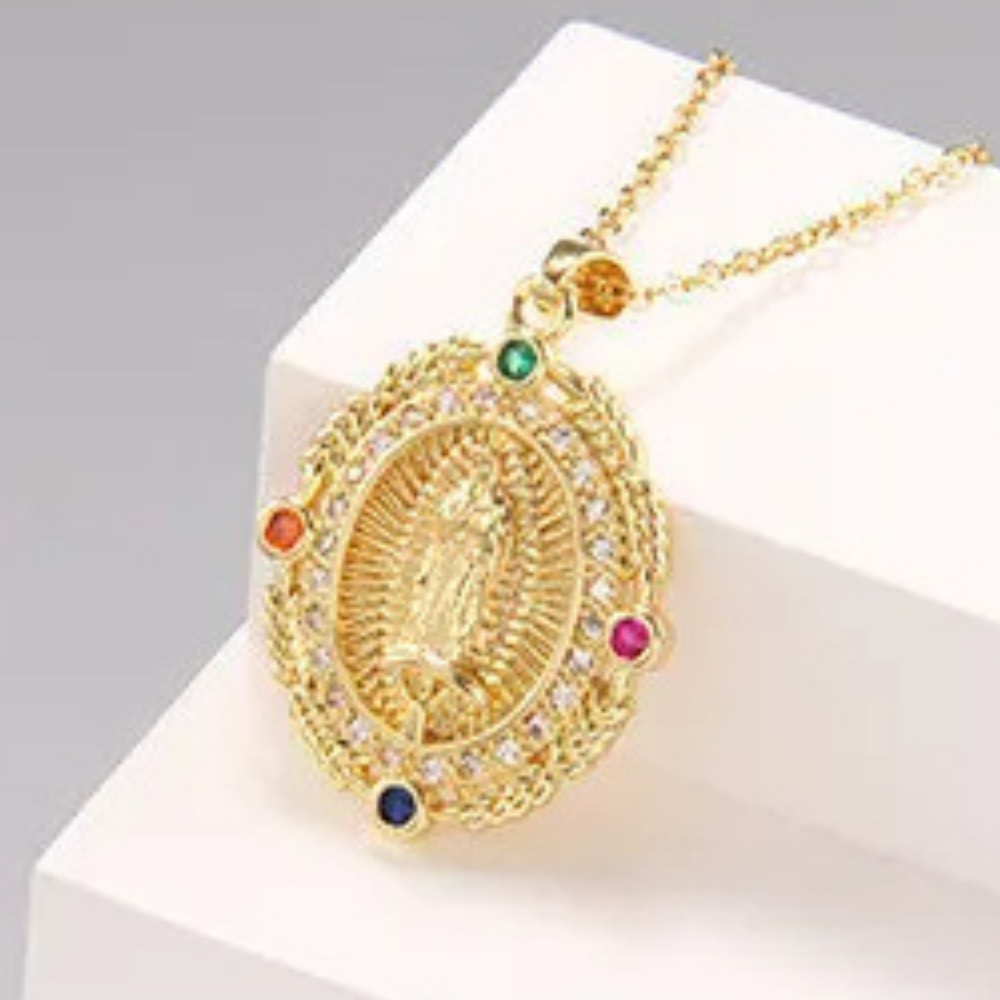 Collier Ovale Vierge Marie Or pas cher