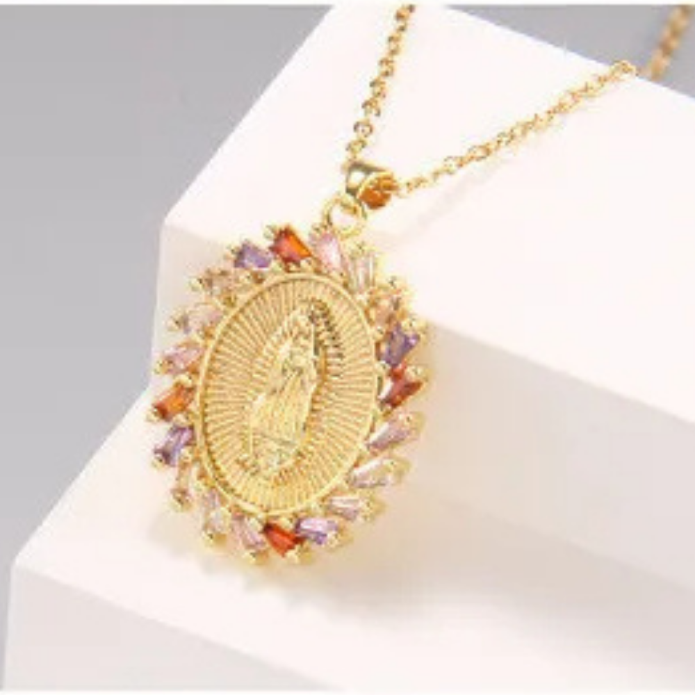 Collier Médaille Vierge Marie Couleur pas cher