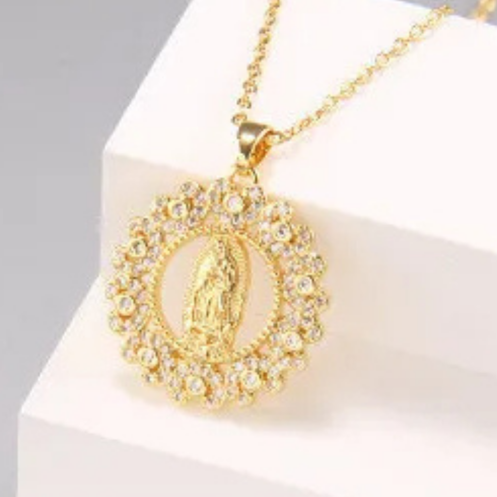 Collier Vierge Marie Fleur pas cher