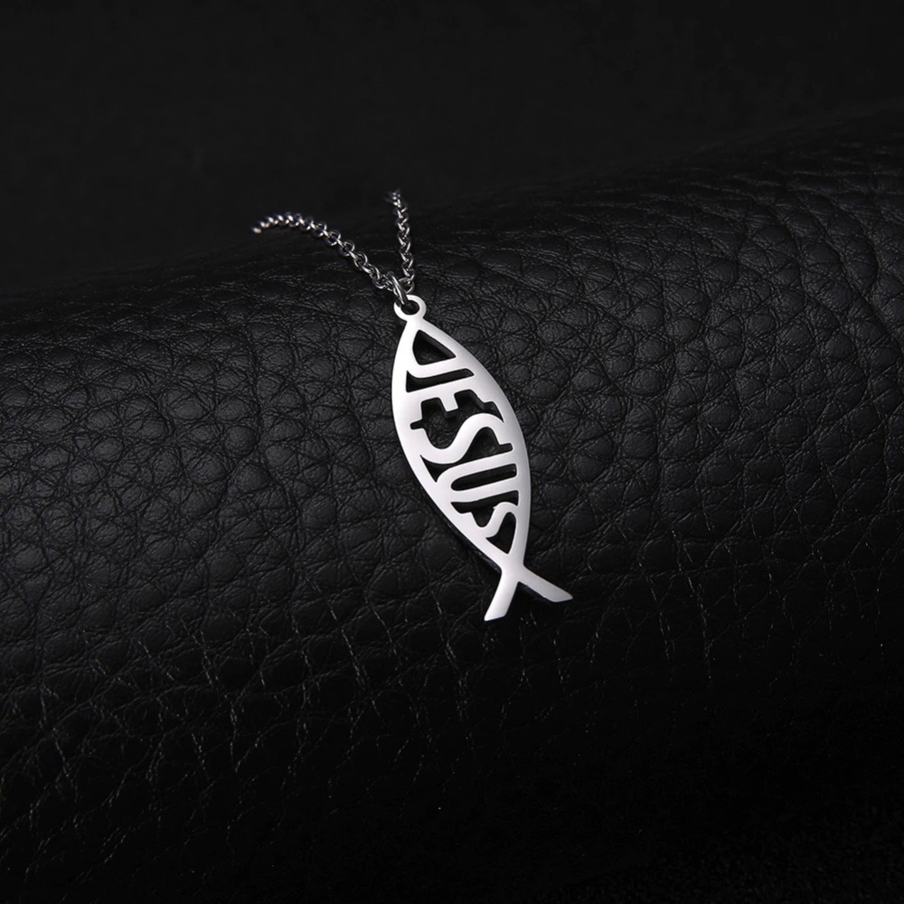 Collier Jésus forme poisson