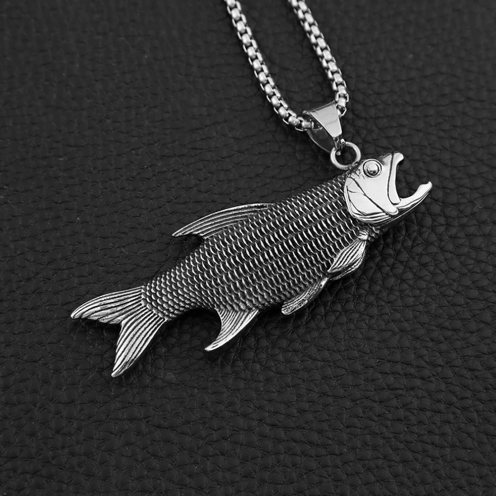 Collier Poisson acier homme