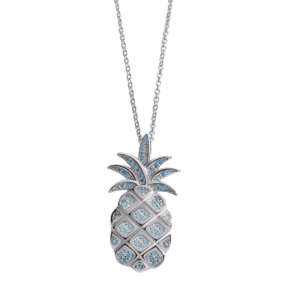 Collier Ananas argent diamant