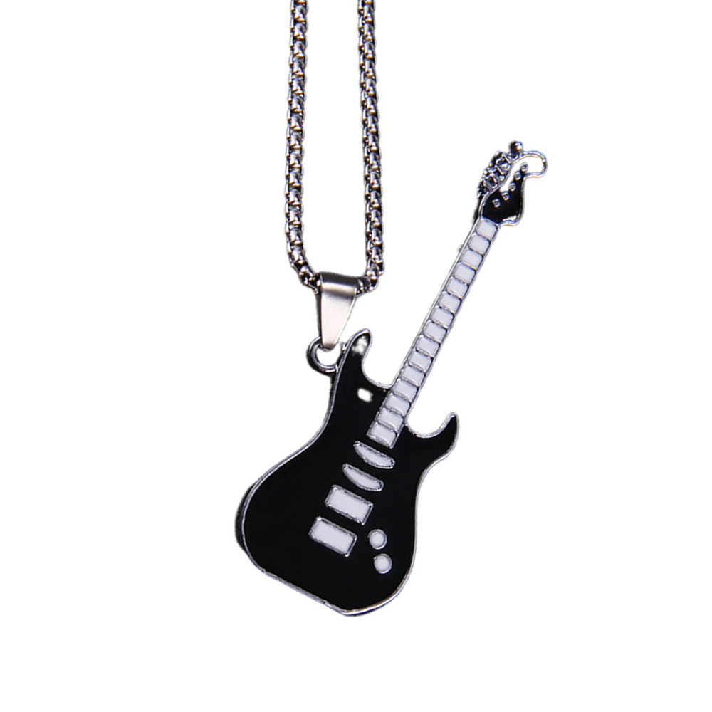 Collier Pendentif Guitare noire