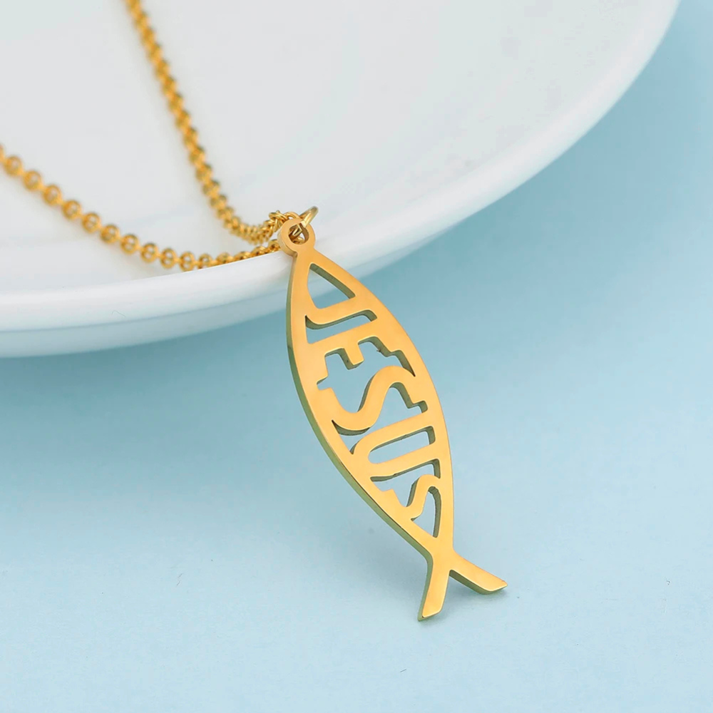 Collier Pendentif Jésus forme poisson
