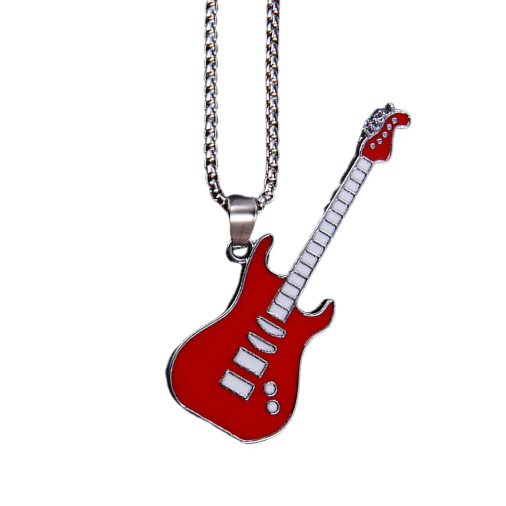 Collier Pendentif Guitare rouge