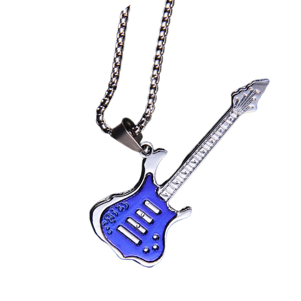 Collier Guitare Rocker bleue
