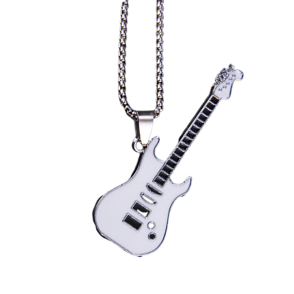 Collier Pendentif Guitare blanche