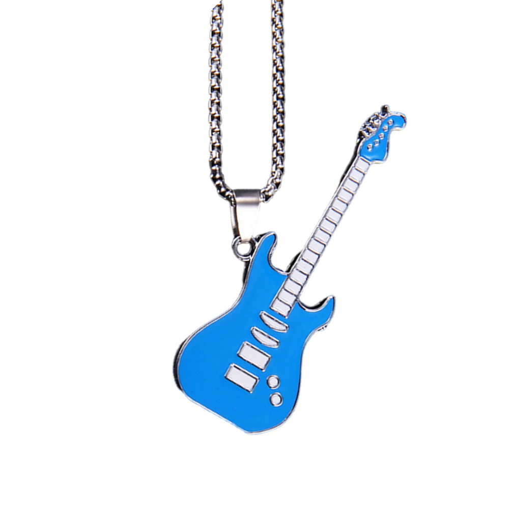 Collier Pendentif Guitare bleue