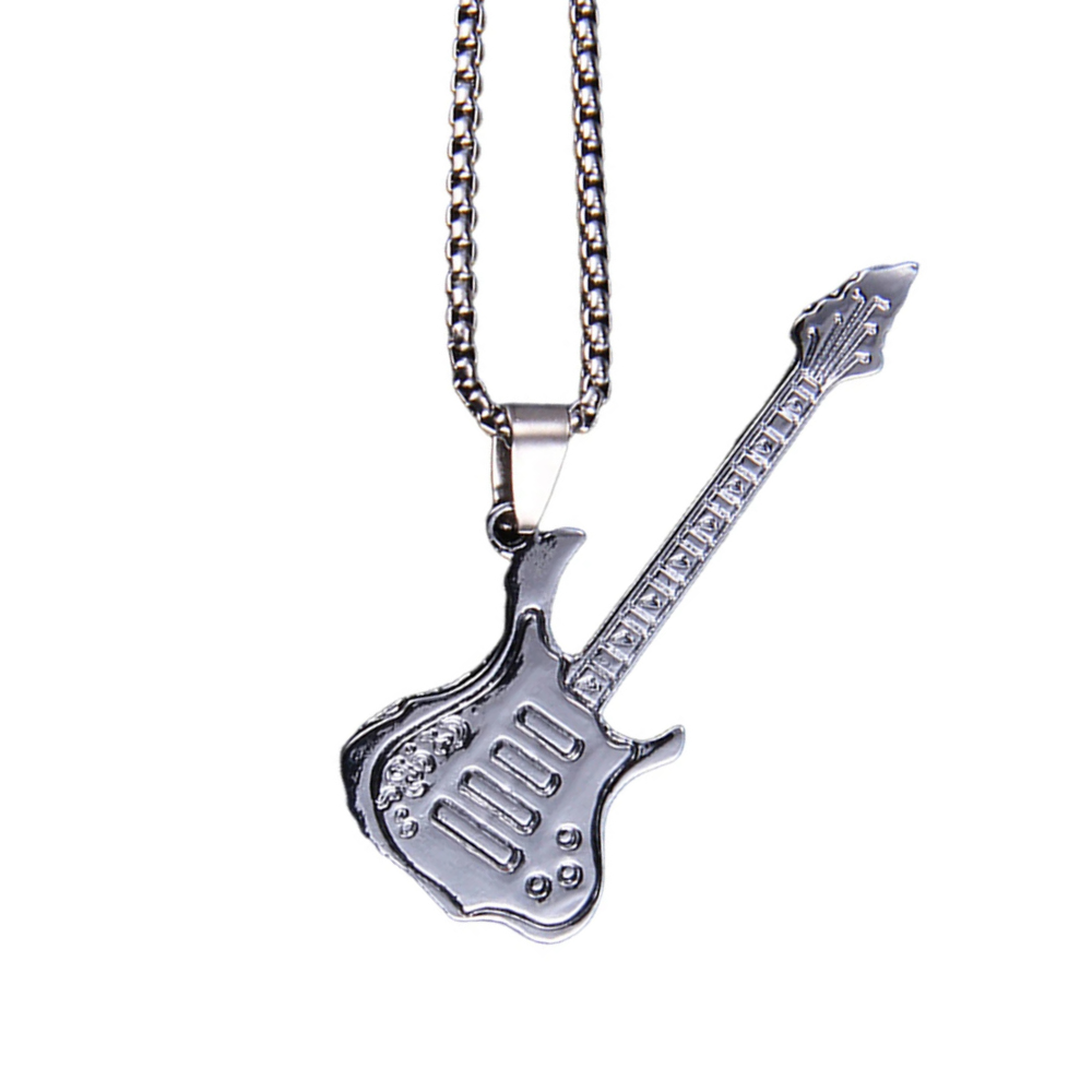 Collier Guitare Rocker argent