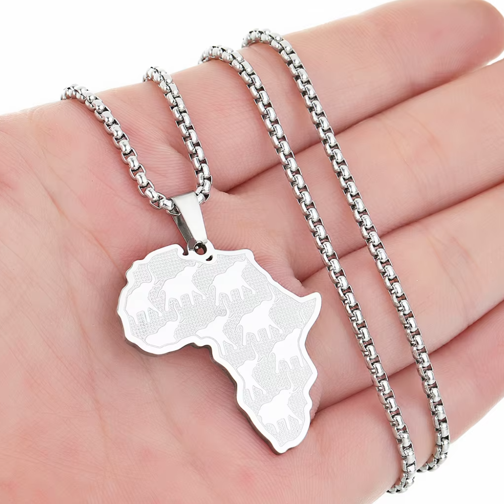 Collier Afrique Éléphant Acier Inoxydable