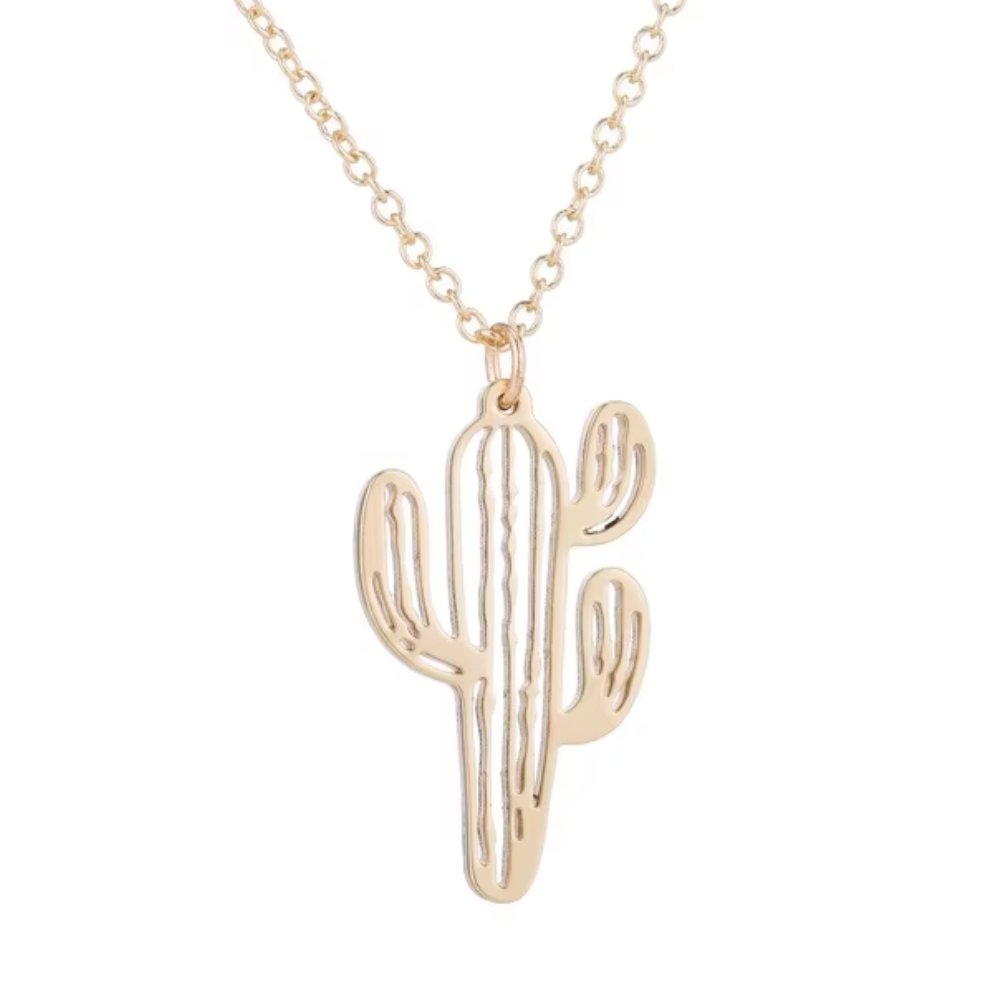 Collier Cactus Femme Or