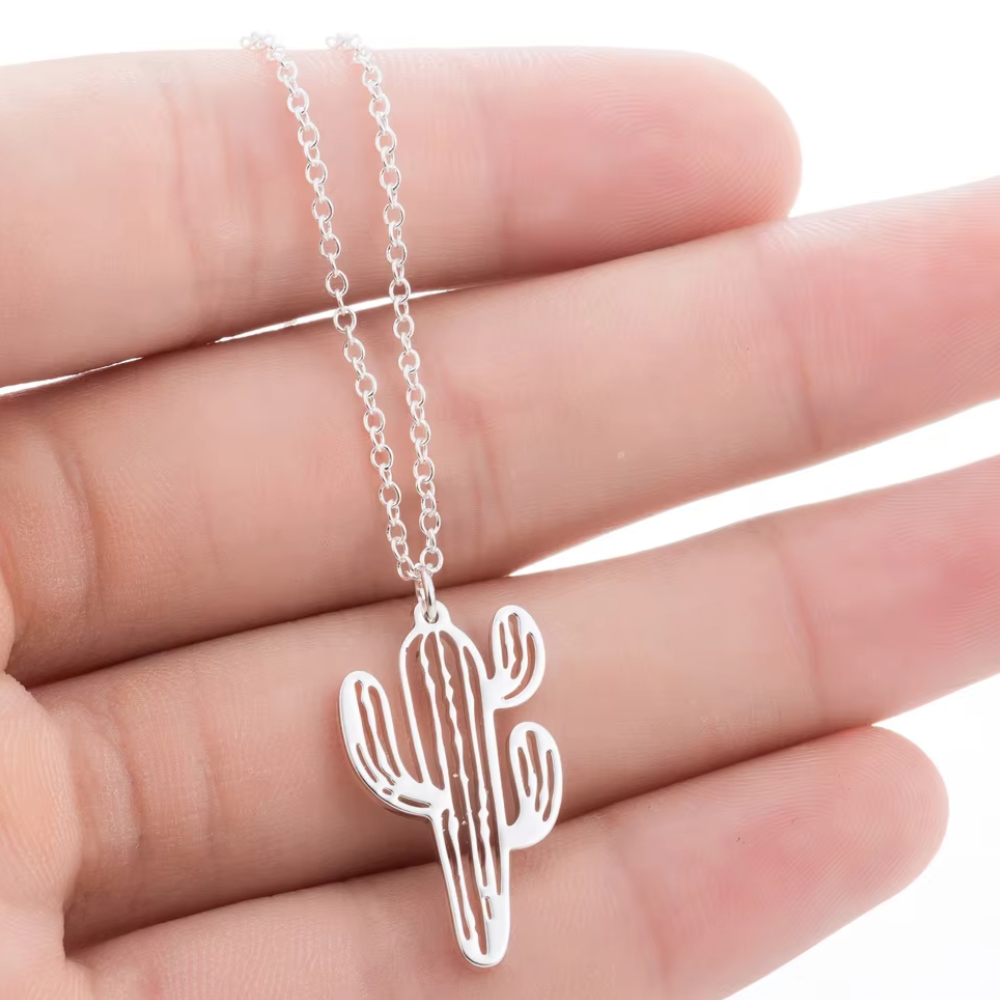 Collier Cactus Femme Argent