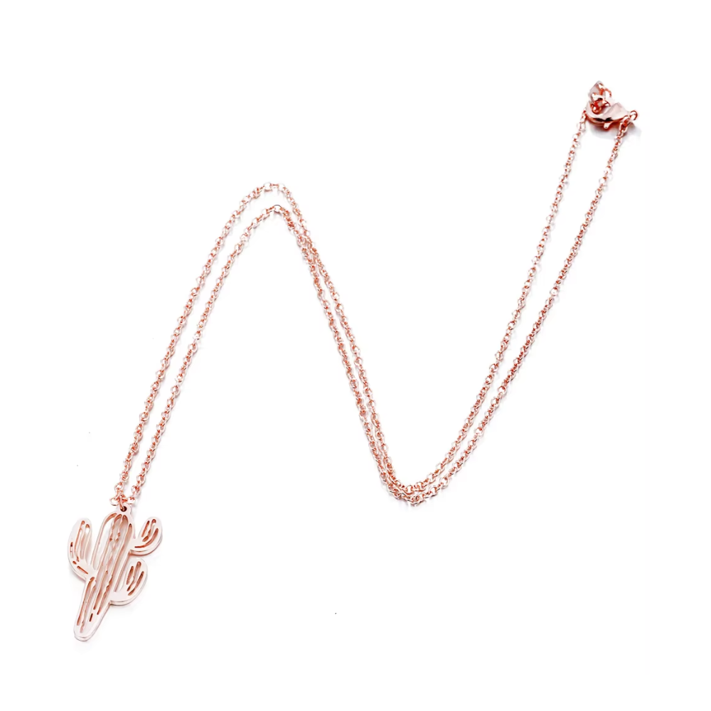 Collier Cactus Femme Rose