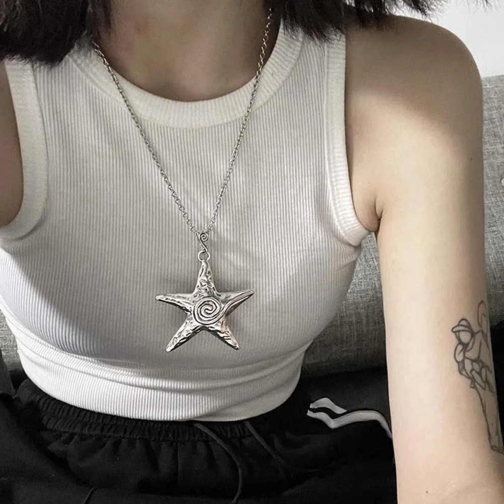Collier Étoile de Mer Spirale Argent