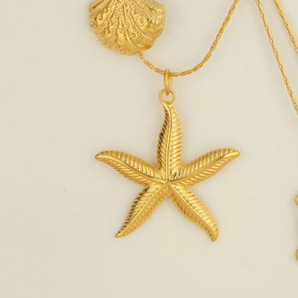 Collier Étoile de Mer Doré pas cher