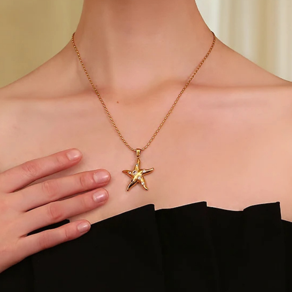 Collier Étoile de Mer Cristaux pas cher