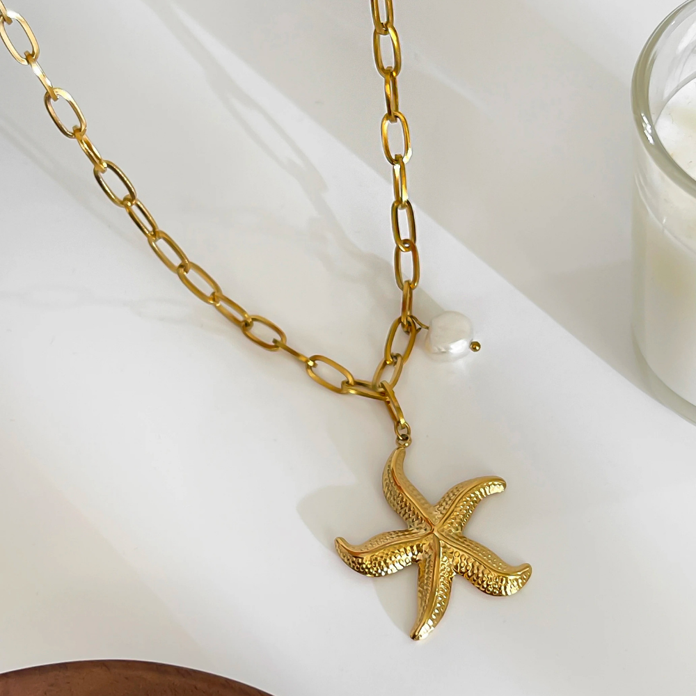 Collier Étoile de Mer Perle Eau Douce pas cher