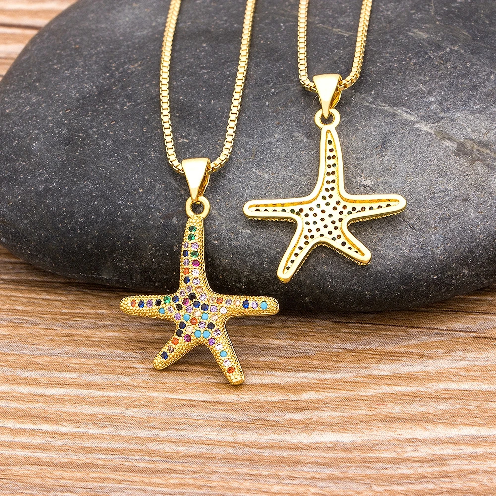 Collier Étoile de Mer Cristaux Couleur pas cher