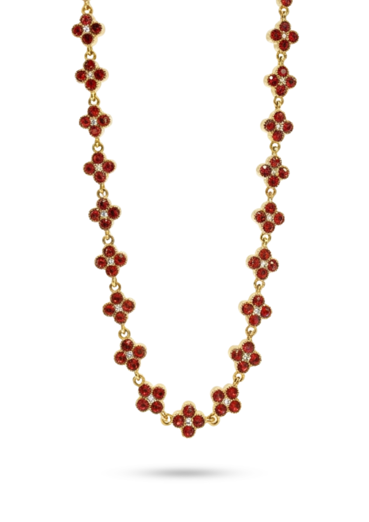 Collier Trèfle Strass rouge