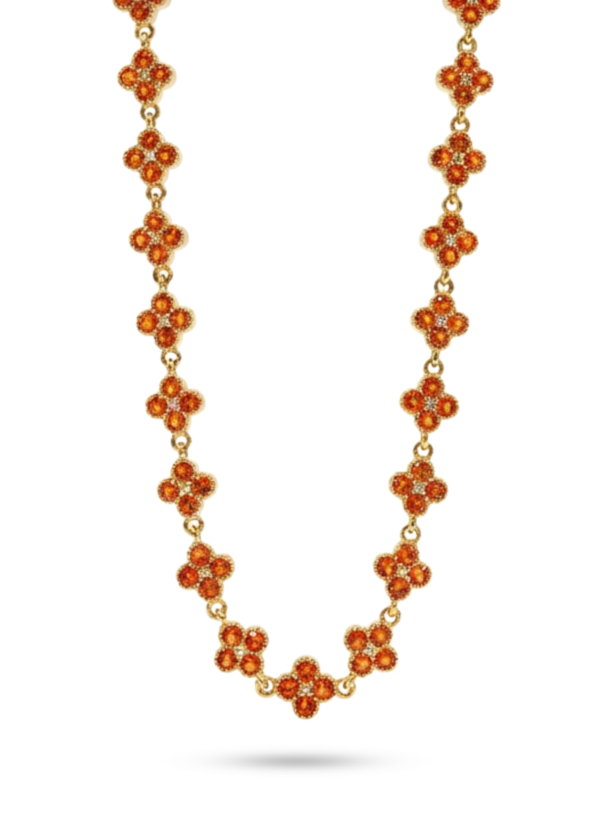 Collier Trèfle Strass orange