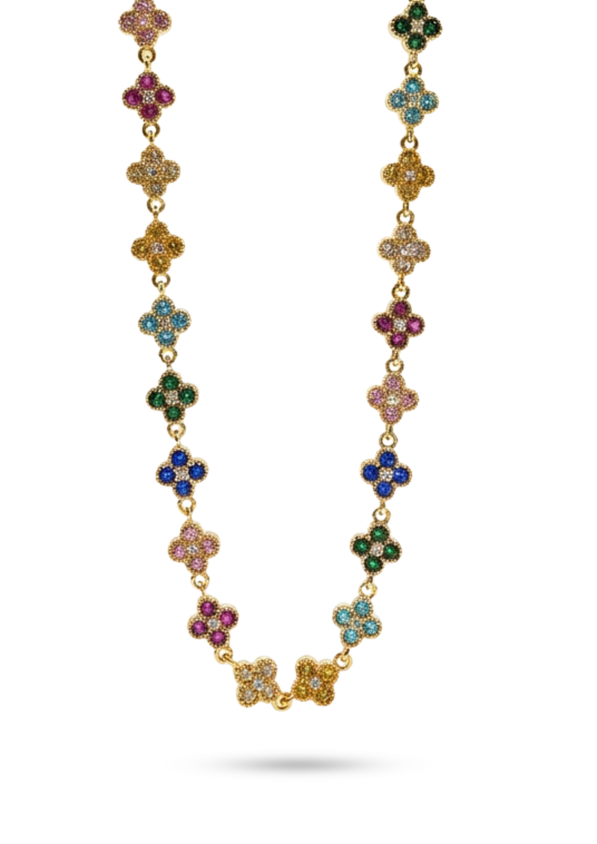 Collier Trèfle Strass multi
