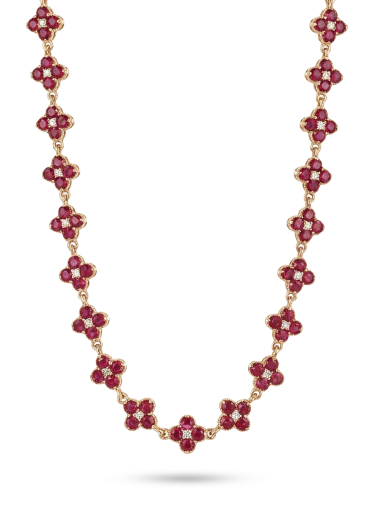 Collier Trèfle Strass rouge