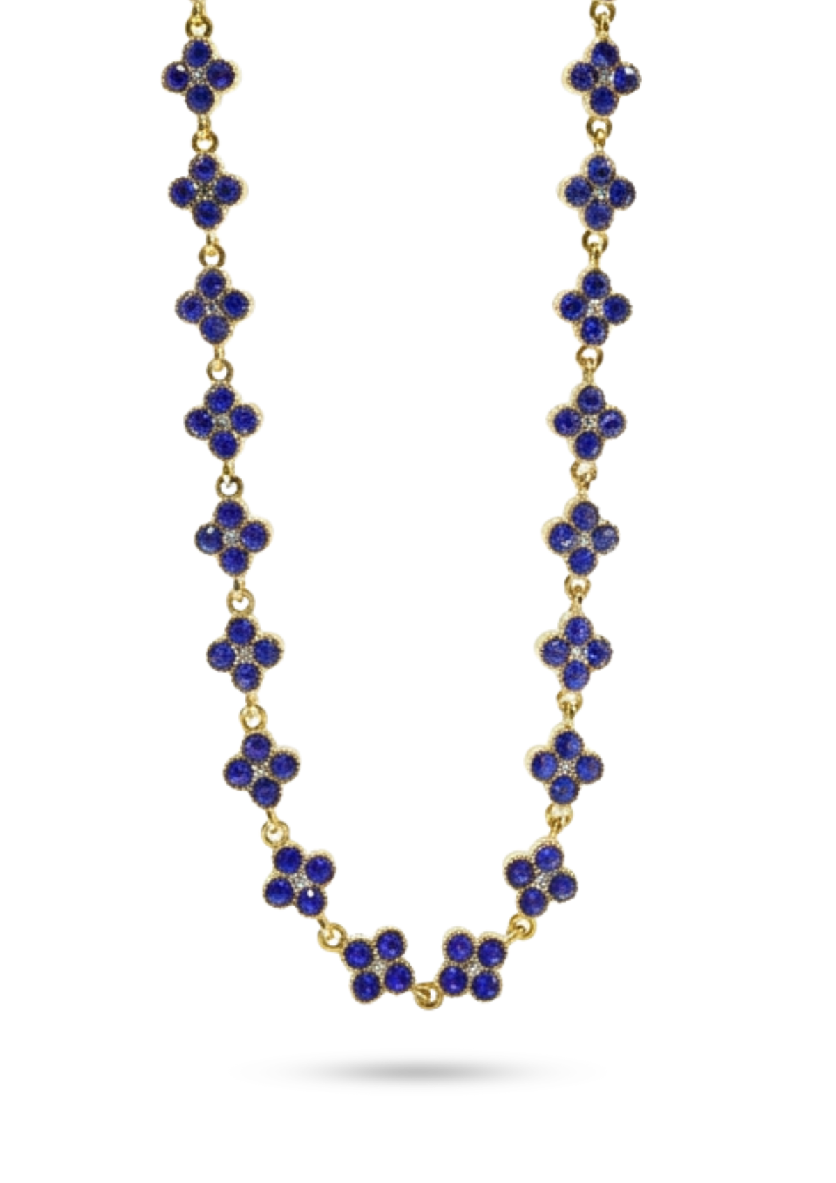 Collier Trèfle Strass bleu
