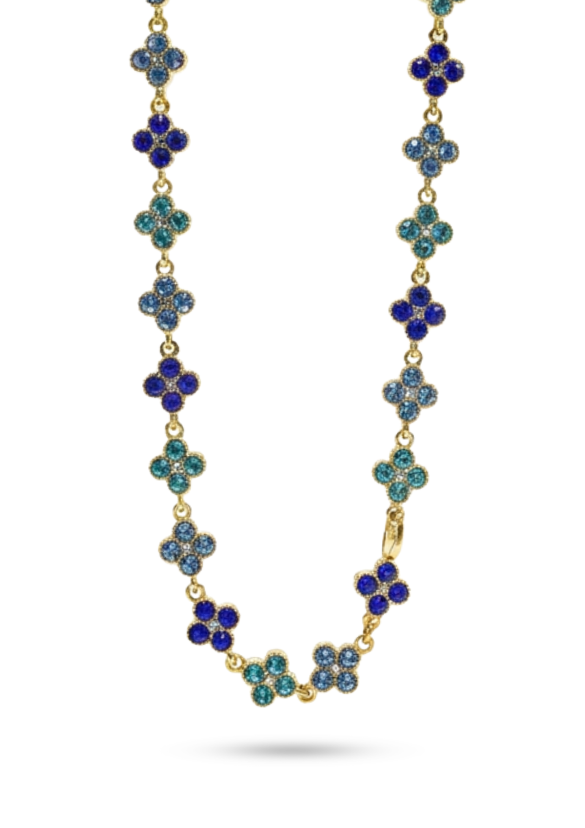 Collier Trèfle Strass Bleu femme