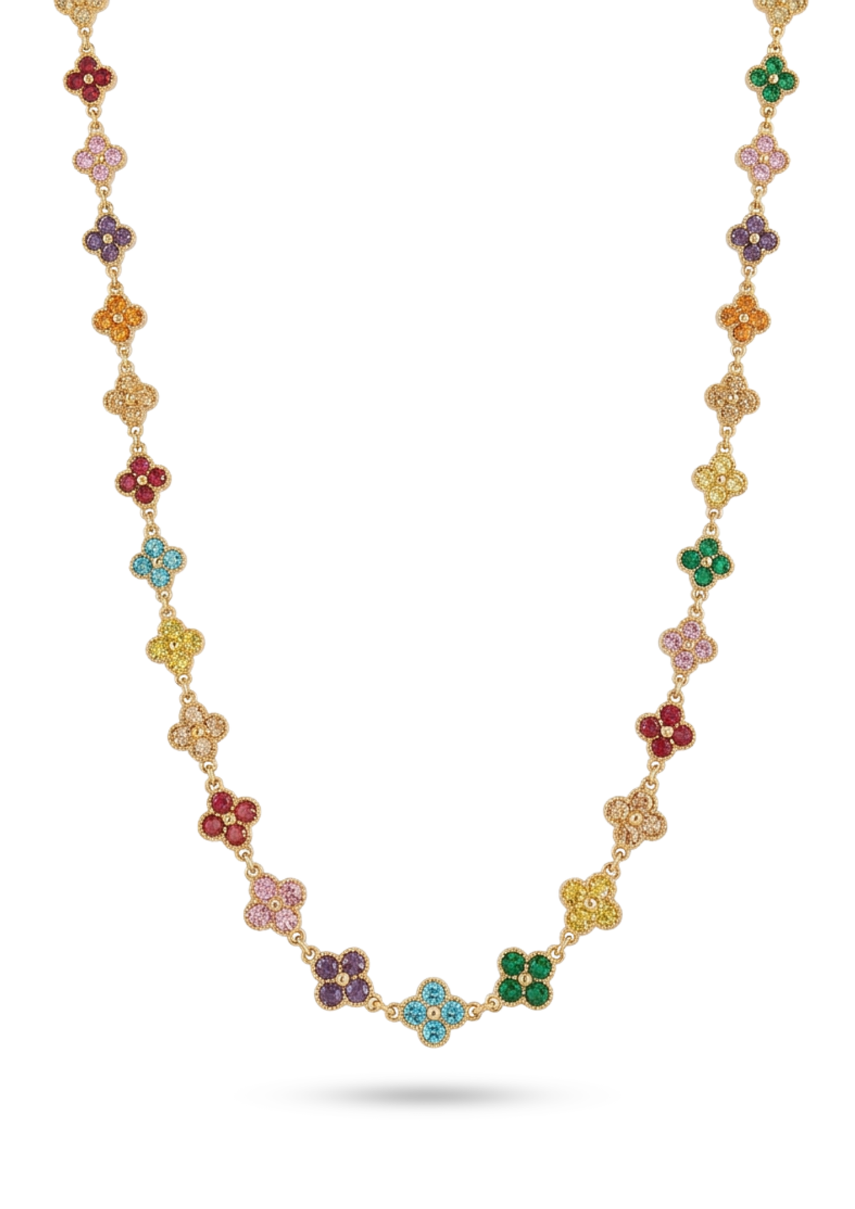 Collier Trèfle Strass couleur