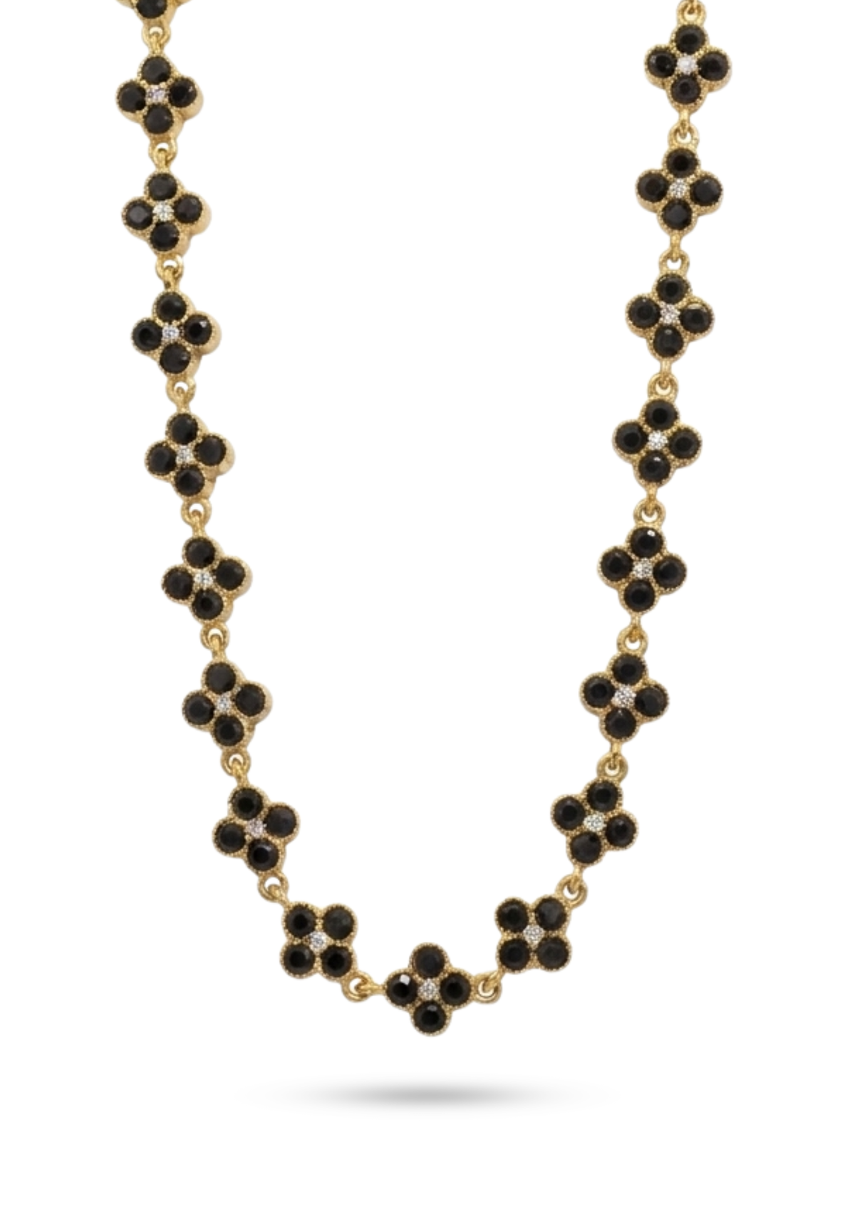 Collier Trèfle Strass Noir