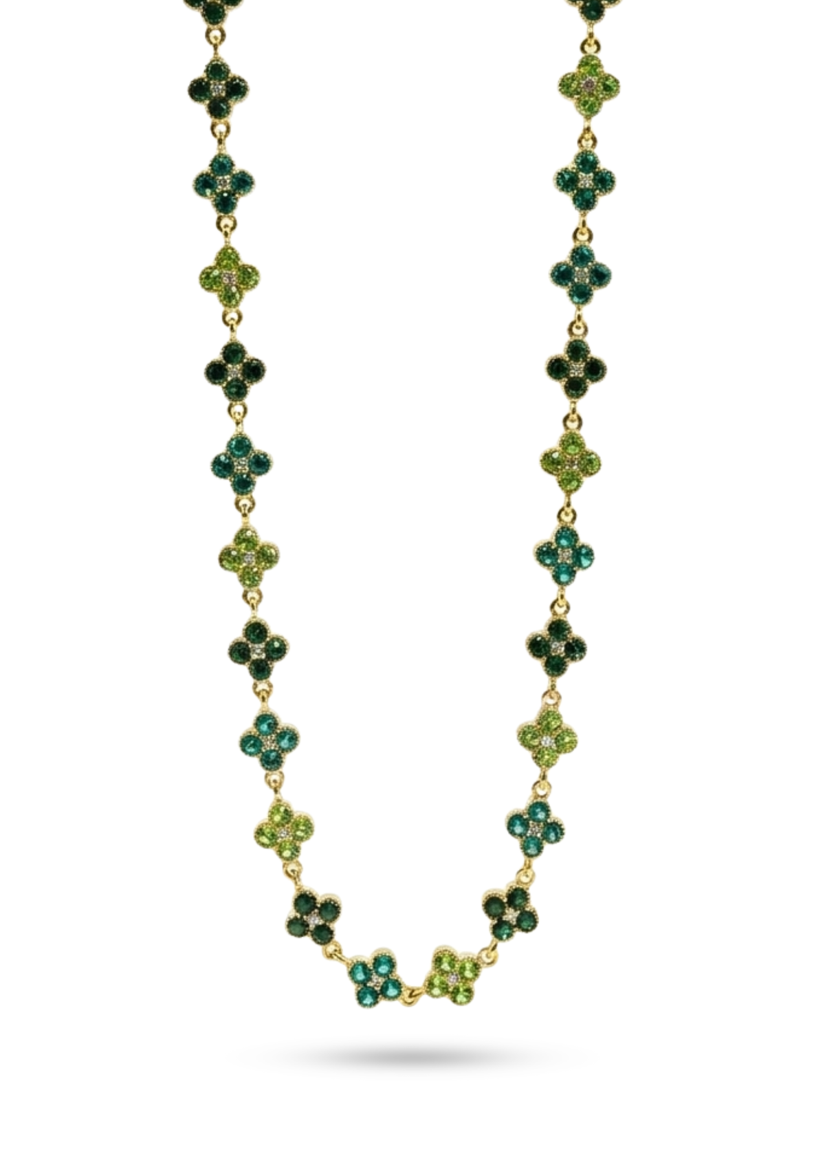 Collier Trèfle Strass Vert femme