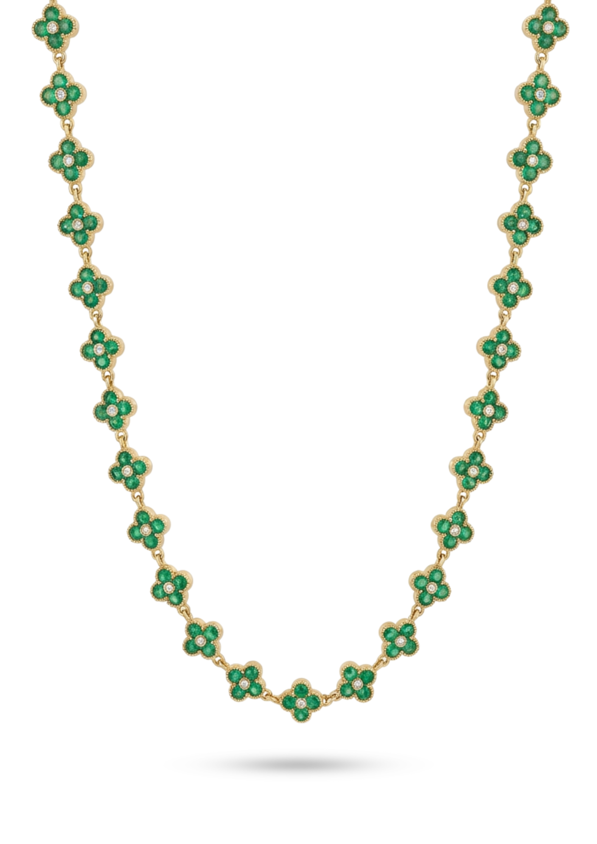 Collier Trèfle Strass vert
