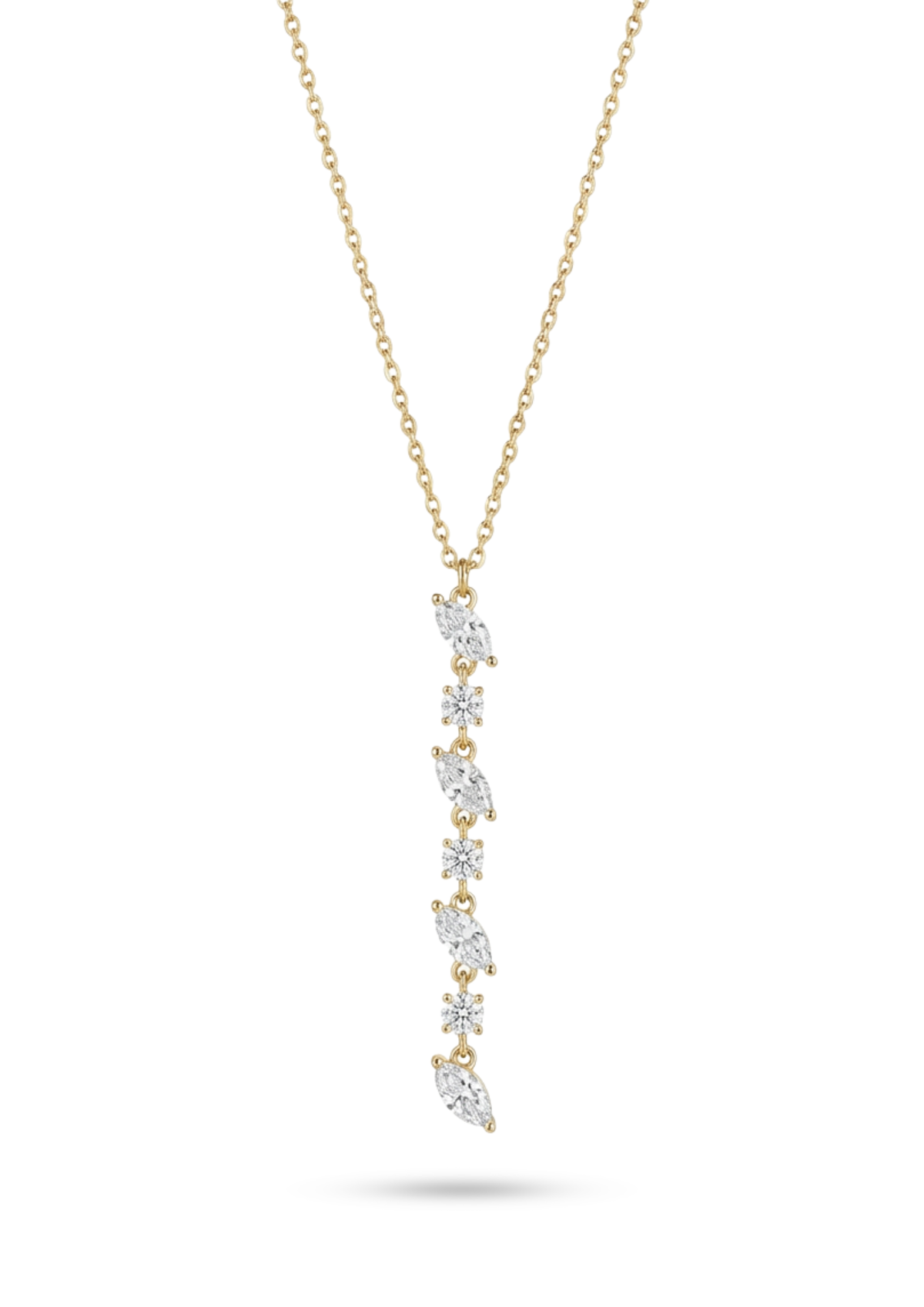 Collier Y Strass en Marquise or