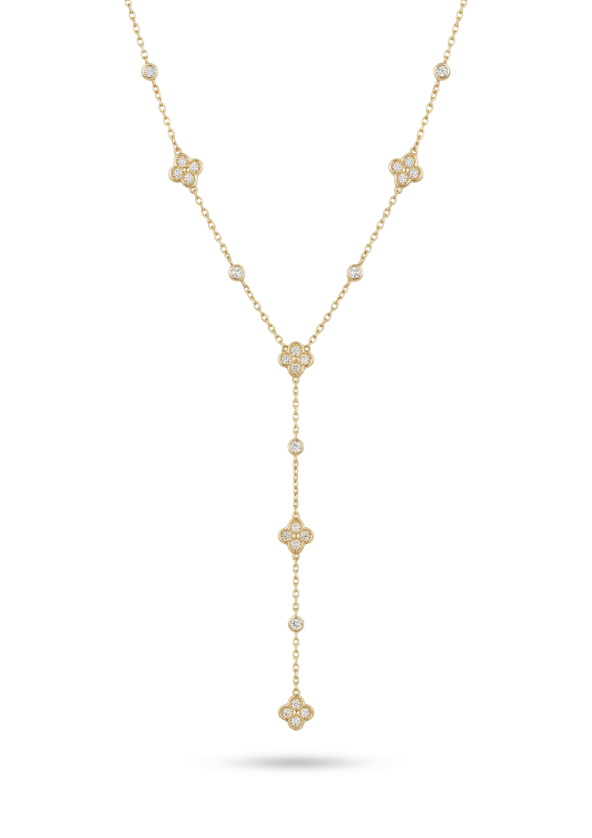 Collier Y Trèfles Diamants or
