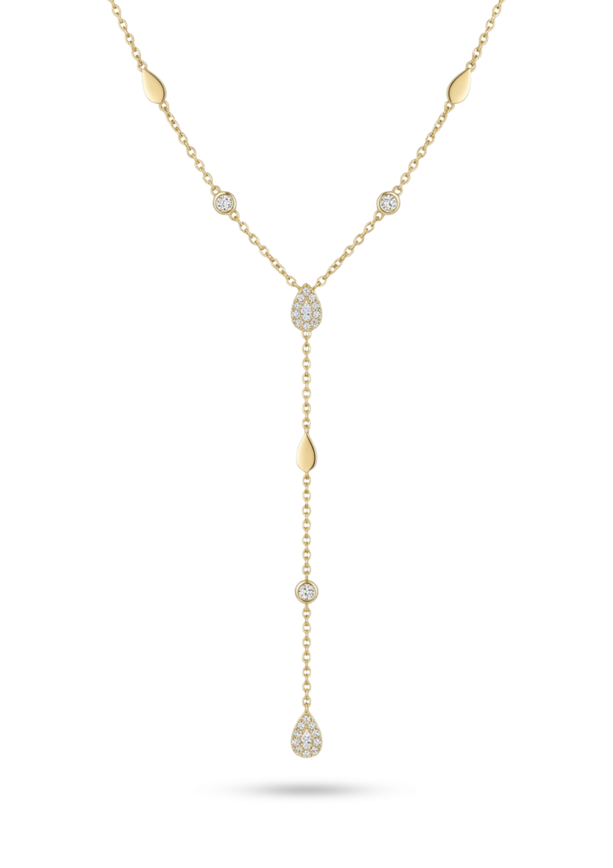 Collier Y Gouttes Strass or