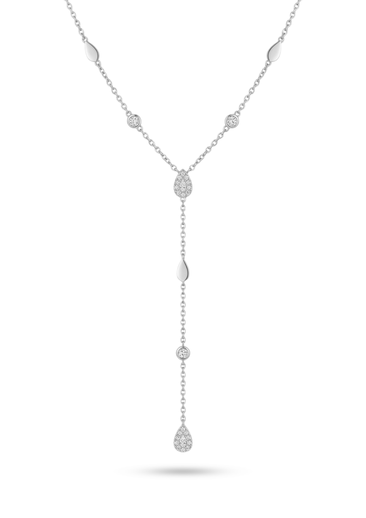 Collier Y Gouttes Strass argent